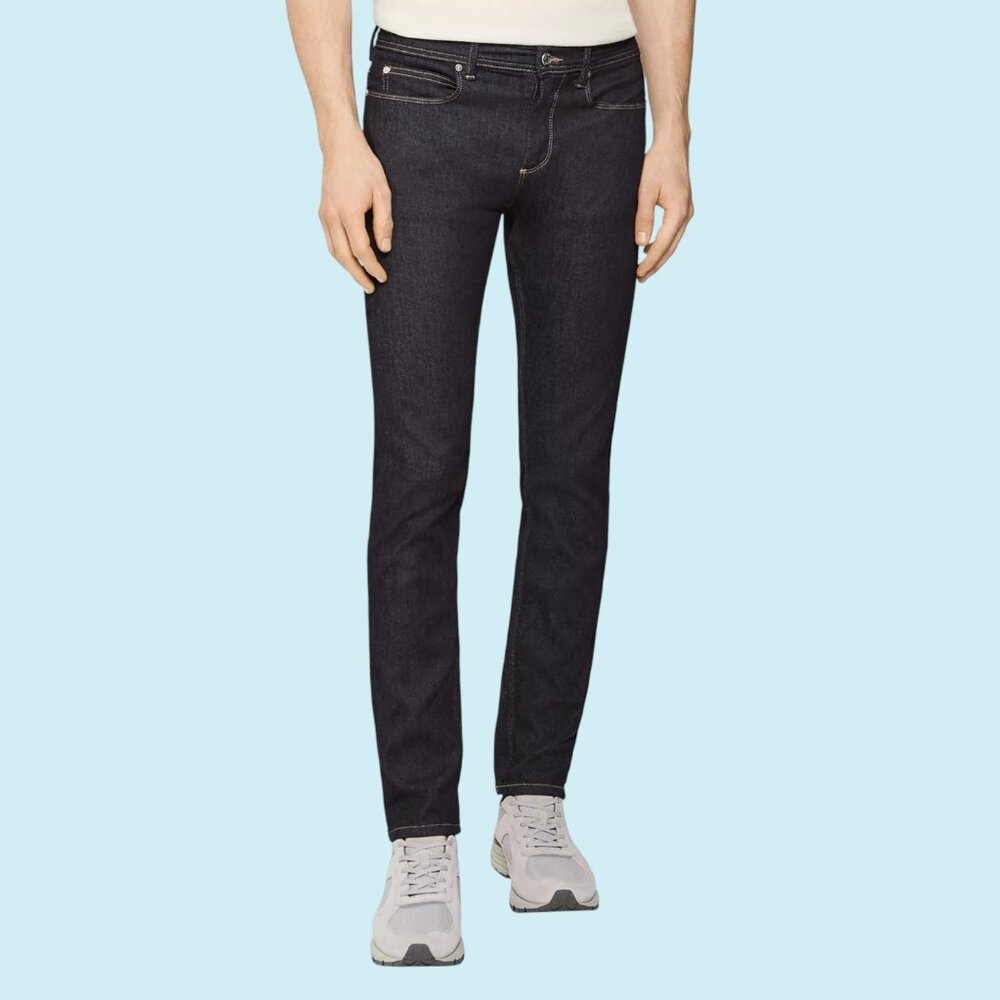 Reiss Toronto Jersey Jeans Men's 32 Indigo Tapered Slim Mid Rise Modern Fit NWT